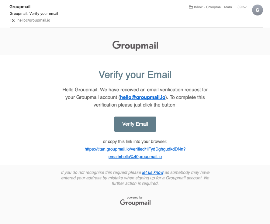 Verify email