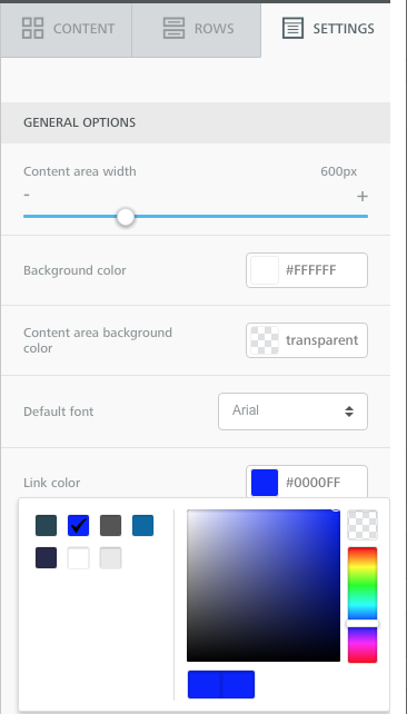 drag and drop email settings